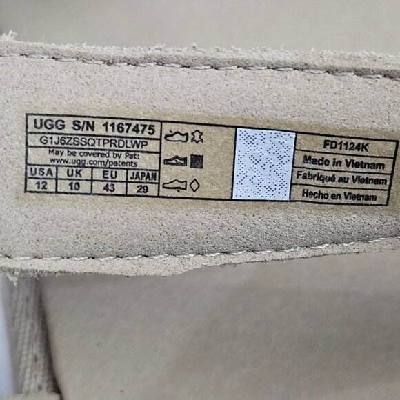 NEW UGG New Heights Sandal Womens 12 Tan Suede Platform Chunky Wedge Ankle Strap - Picture 13 of 14